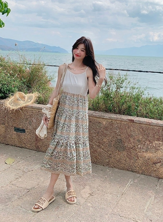 Bohemian Floral Hollow Out Vacation Dress Set