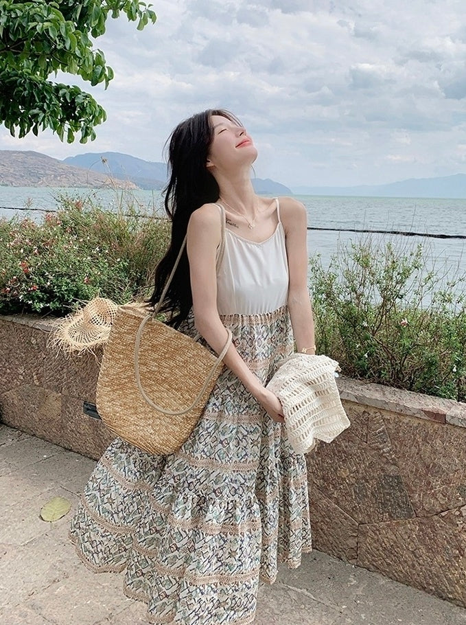 Bohemian Floral Hollow Out Vacation Dress Set