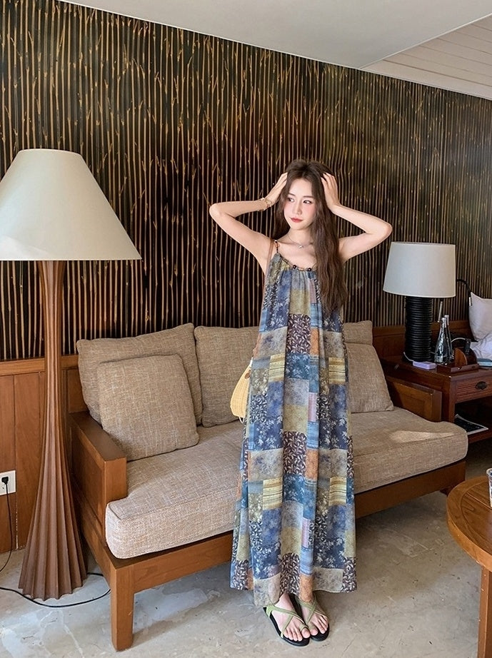 Bohemian Floral Patchwork Dress Vest Set