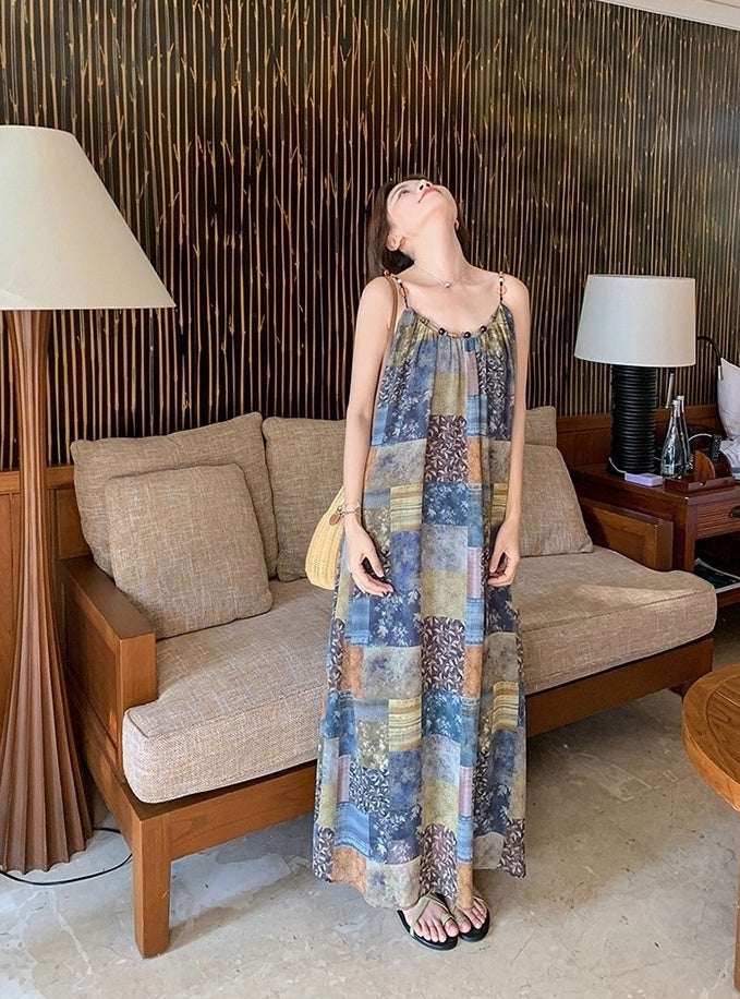 Bohemian Floral Patchwork Dress Vest Set