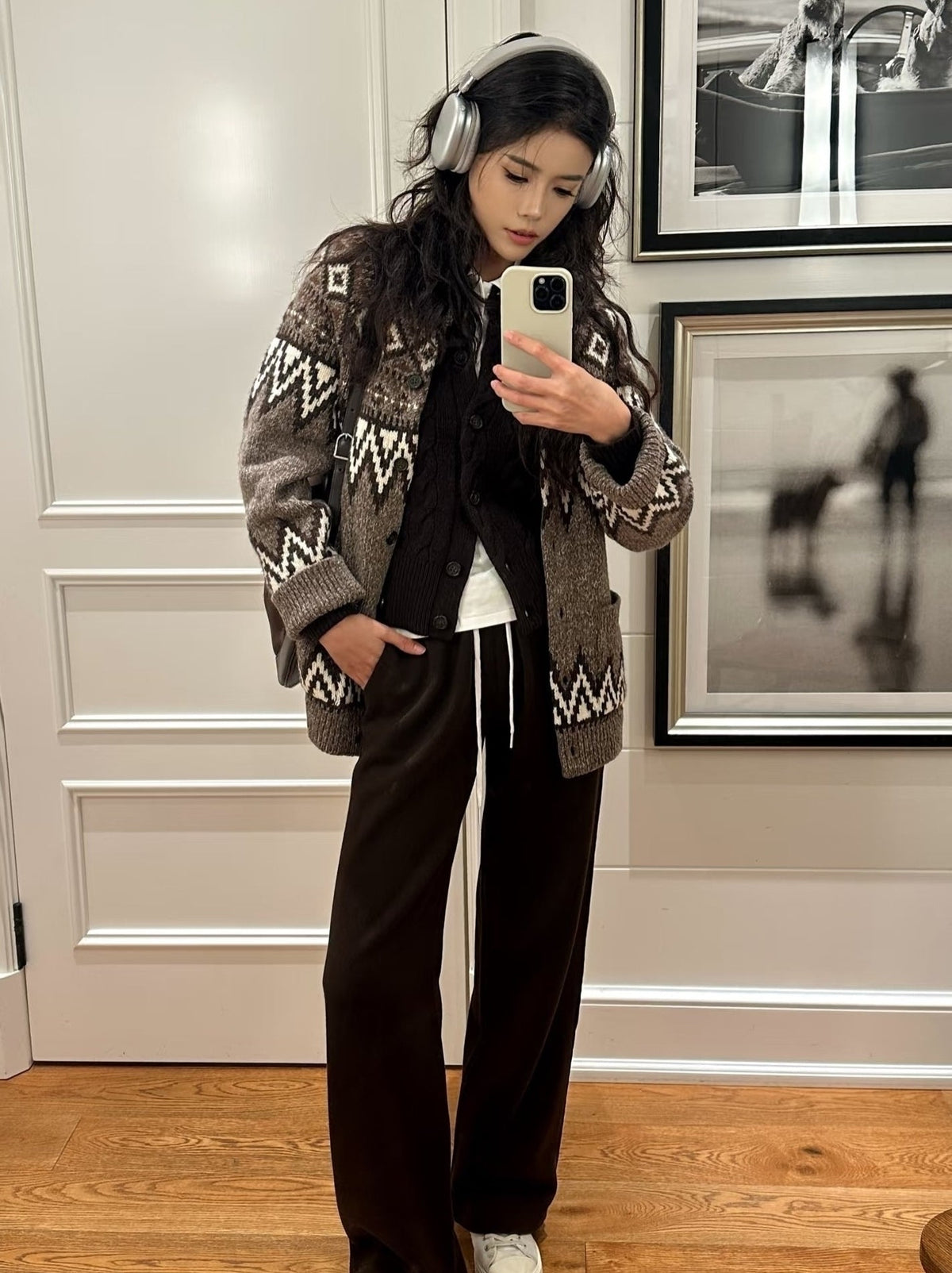 Brown Aztec Pattern Cardigan