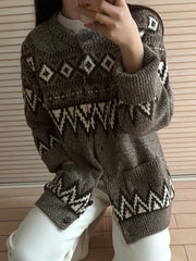 Brown Aztec Pattern Cardigan