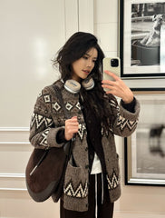Brown Aztec Pattern Cardigan