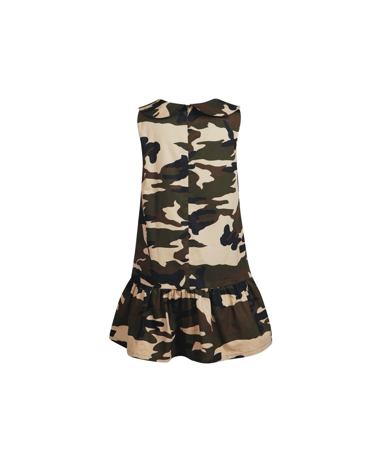 Brown Camouflage Lace Collared Dress
