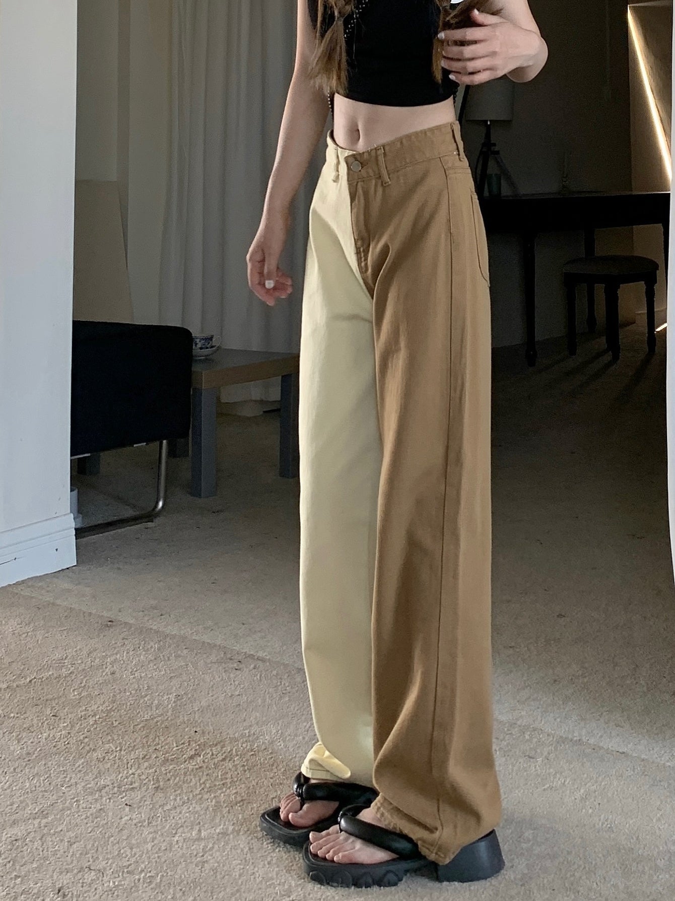 Brown Colorblock Jeans
