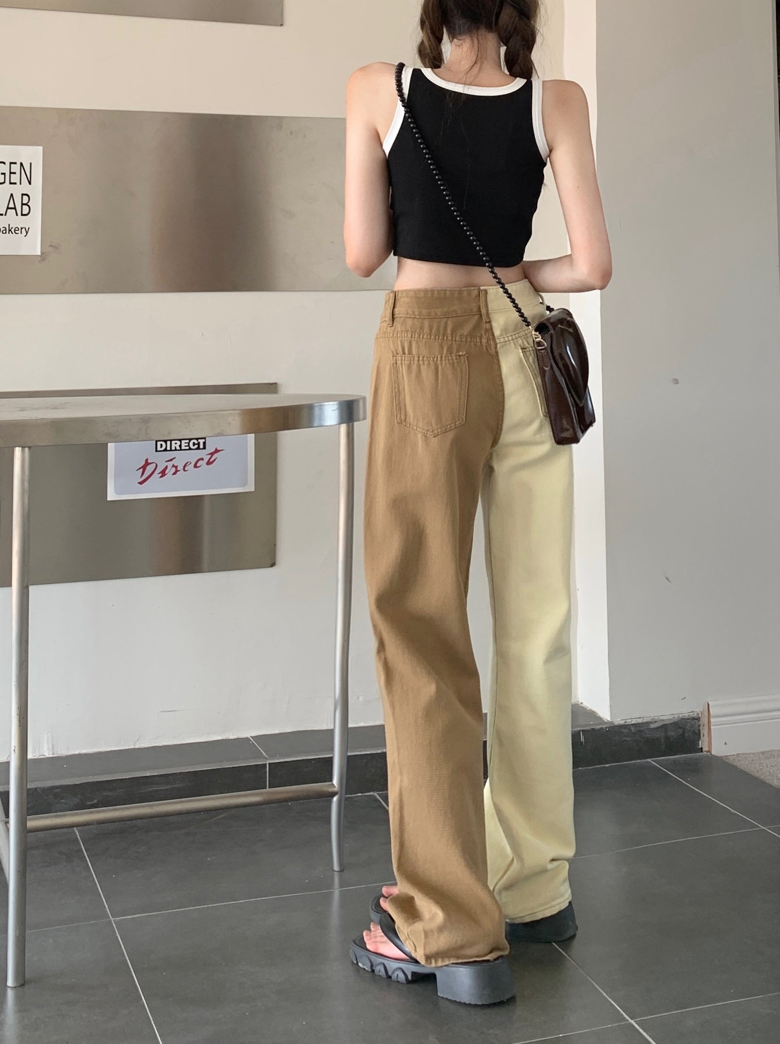 Brown Colorblock Jeans