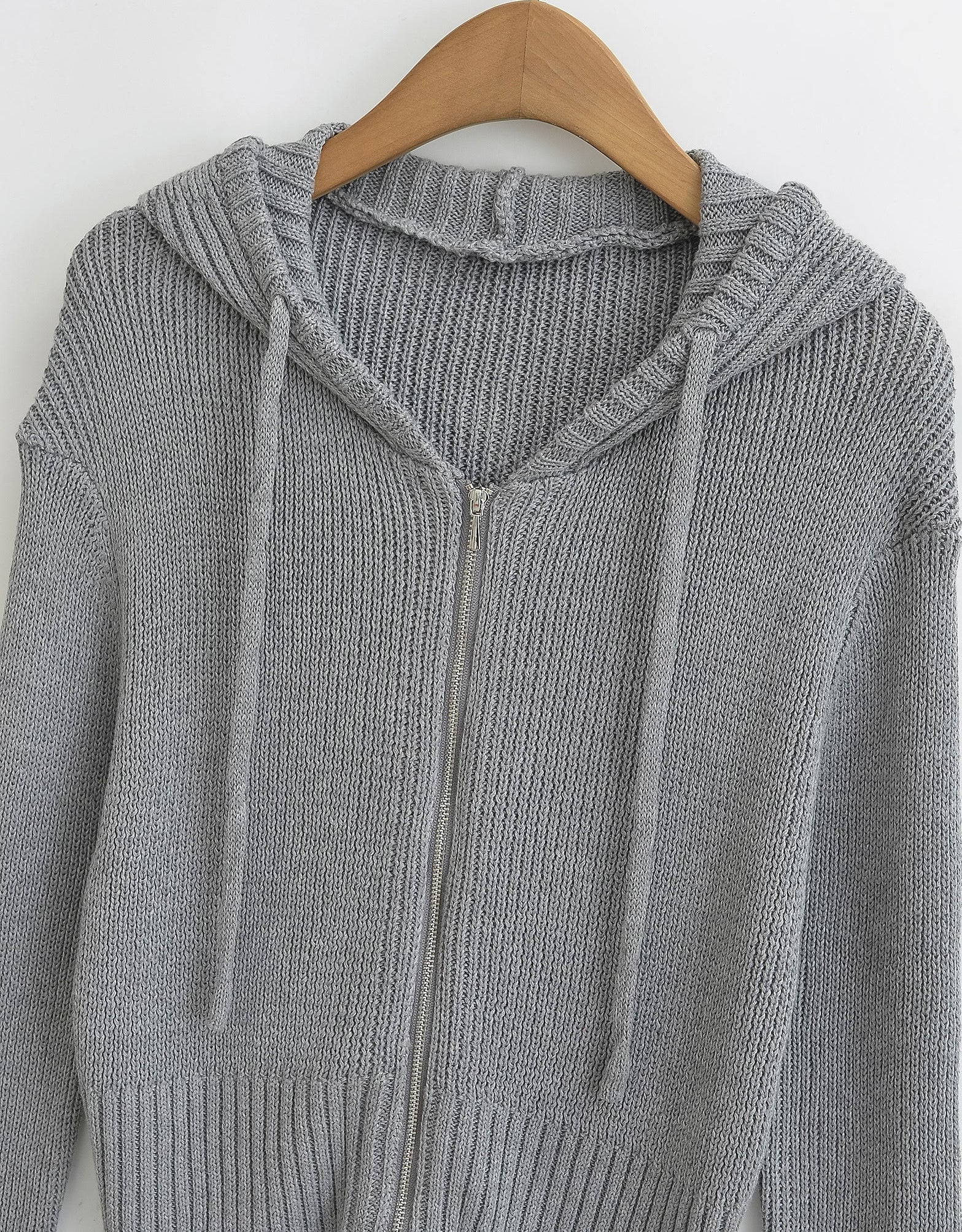 Brown Comfy Ribbed Hooded Jacket