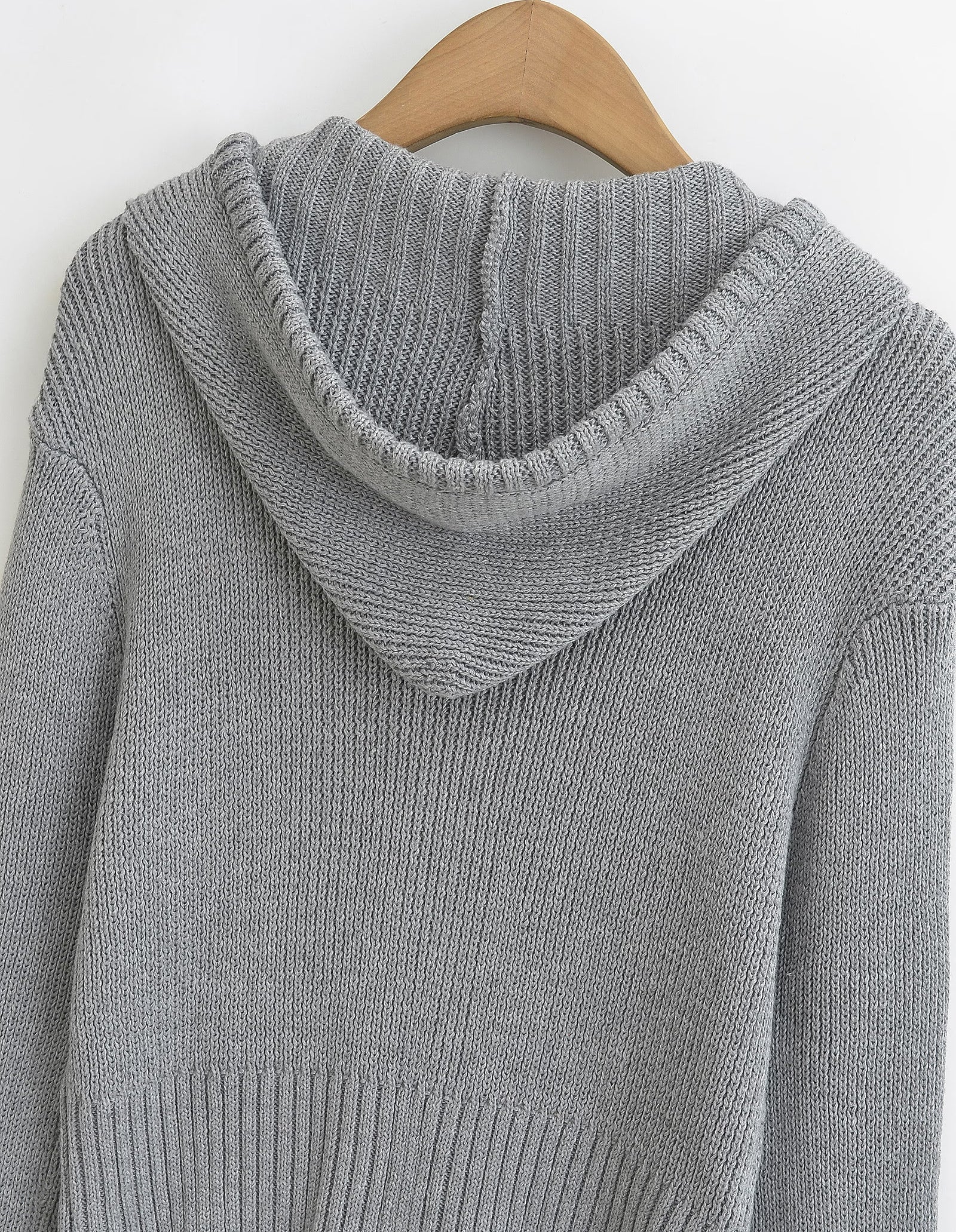 Brown Comfy Ribbed Hooded Jacket