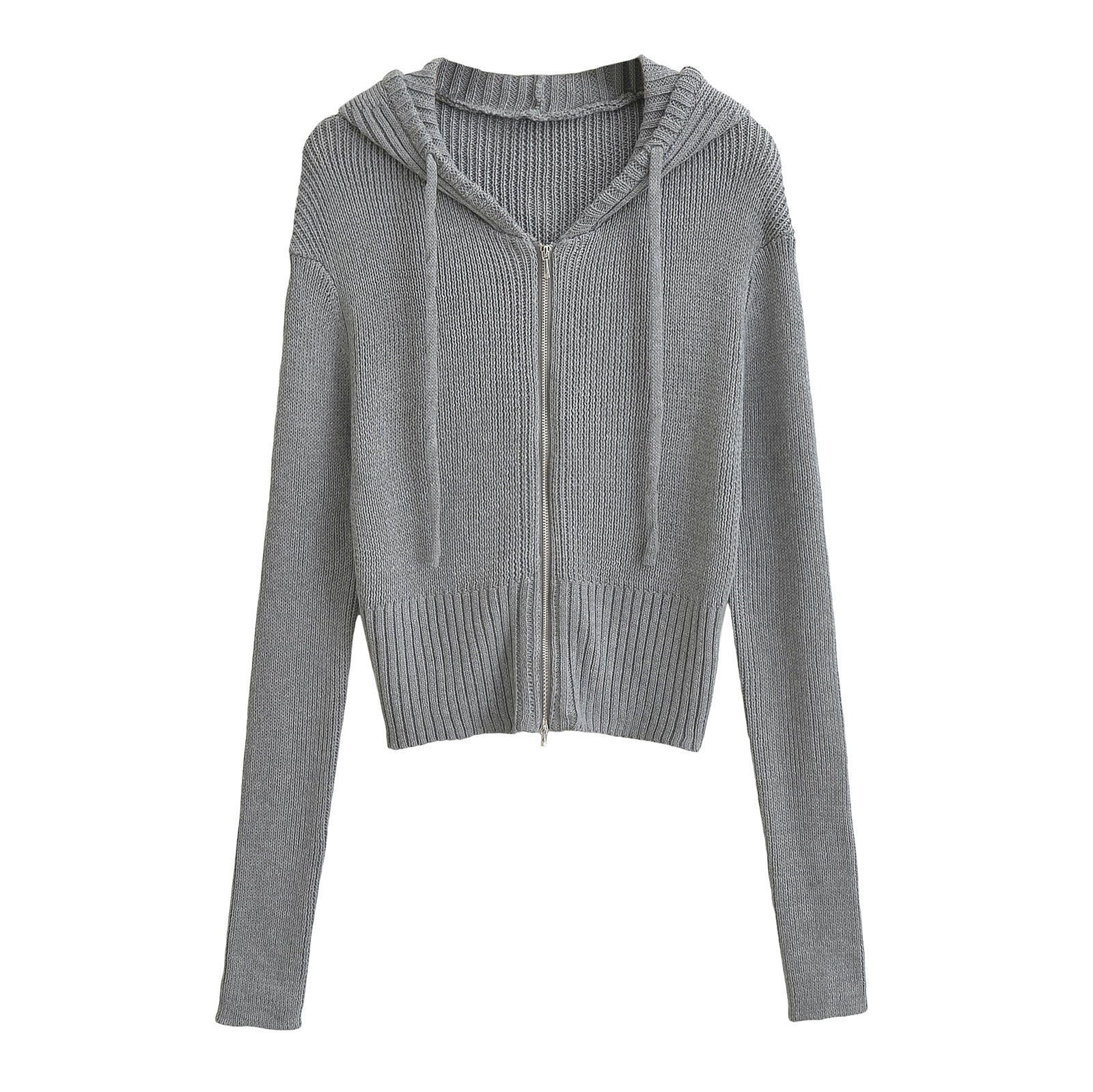 Brown Comfy Ribbed Hooded Jacket