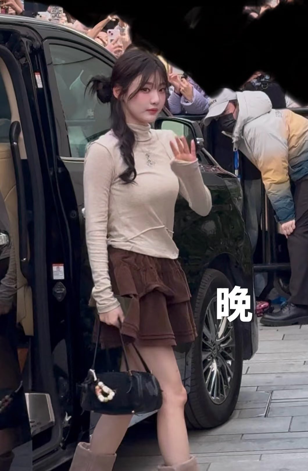 Brown Corduroy Style Layered Skirt