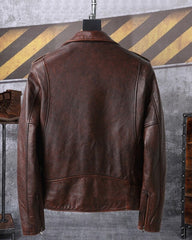Brown Cropped Biker Leather Jacket