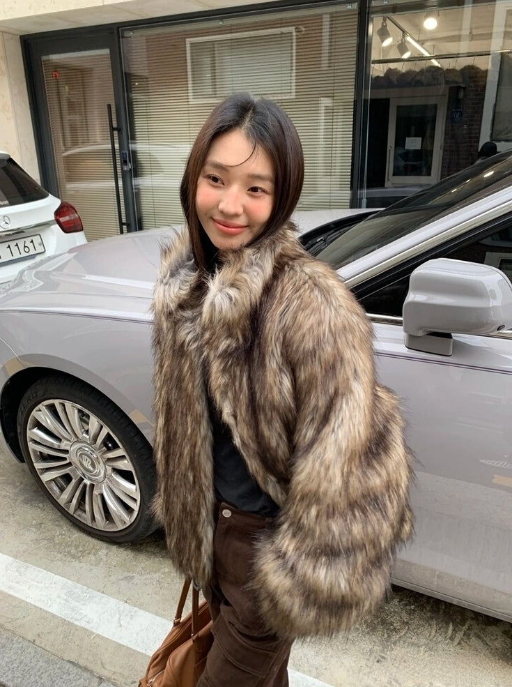Brown Dual Tone Fur Jacket