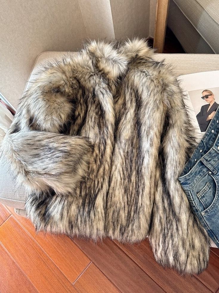 Brown Dual Tone Fur Jacket