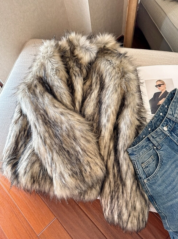 Brown Dual Tone Fur Jacket