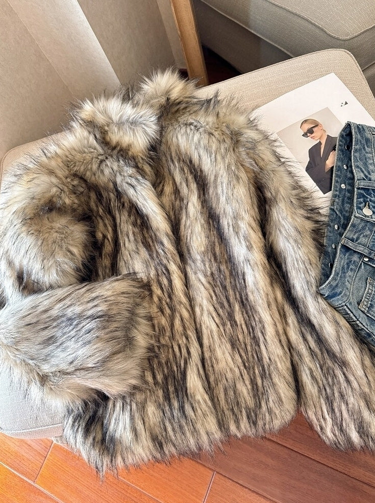 Brown Dual Tone Fur Jacket
