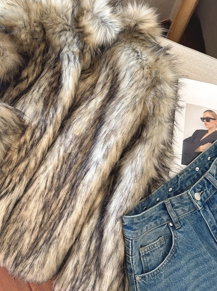 Brown Dual Tone Fur Jacket