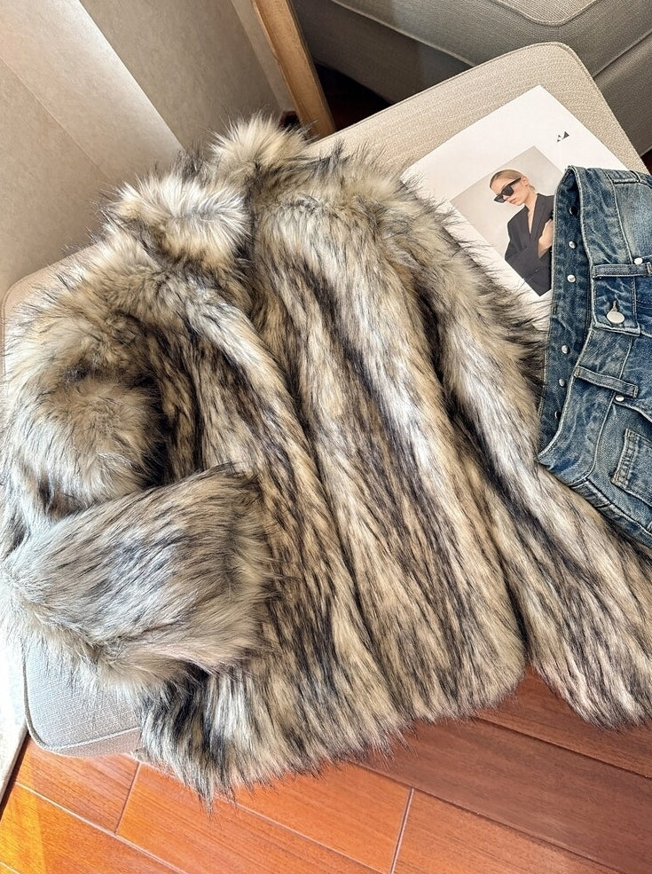 Brown Dual Tone Fur Jacket