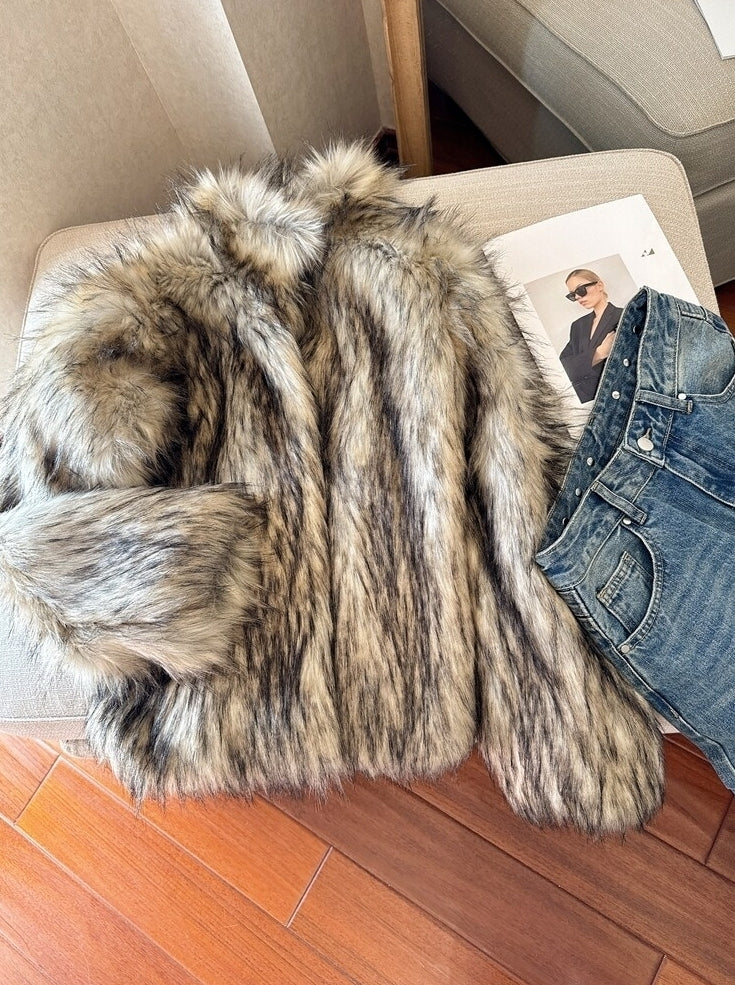 Brown Dual Tone Fur Jacket