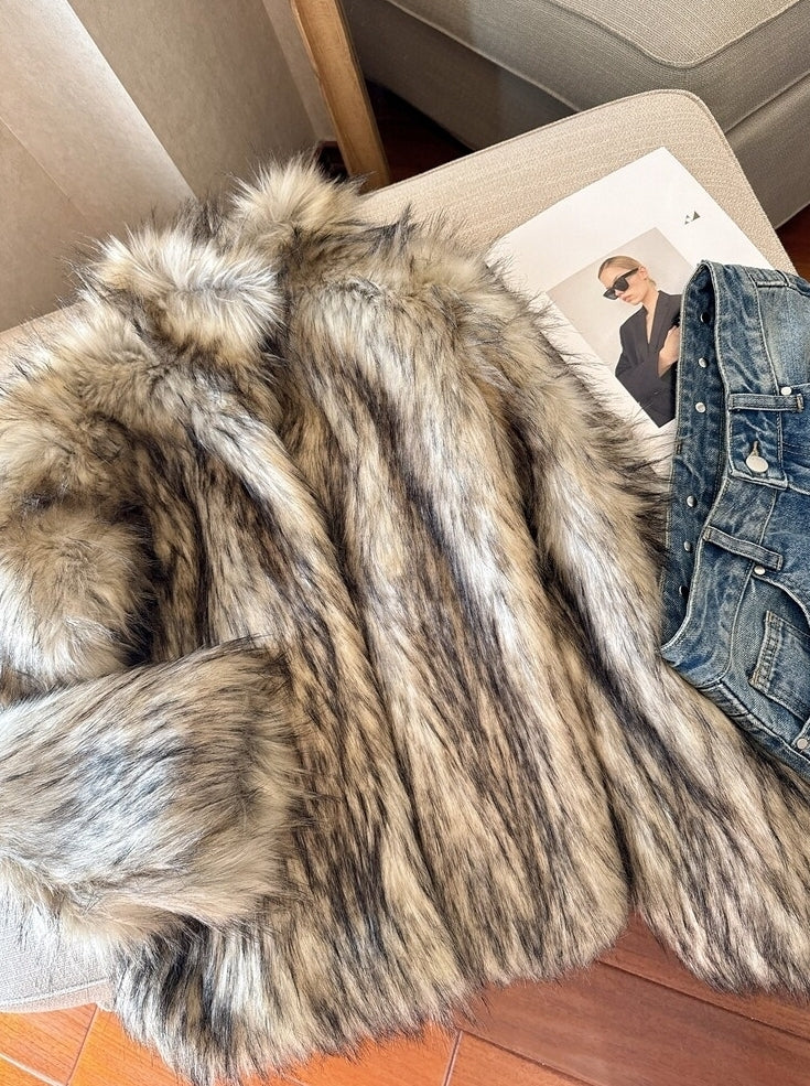 Brown Dual Tone Fur Jacket