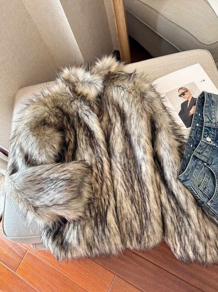 Brown Dual Tone Fur Jacket