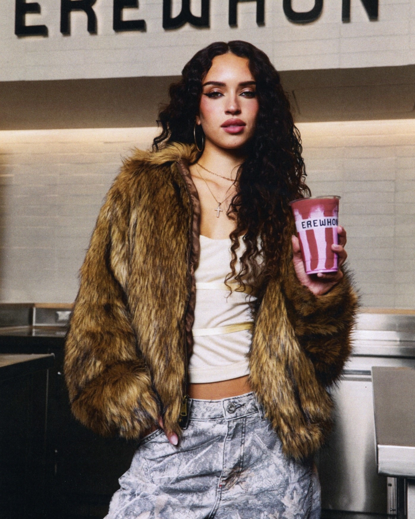 Brown Dual Tone Fur Jacket