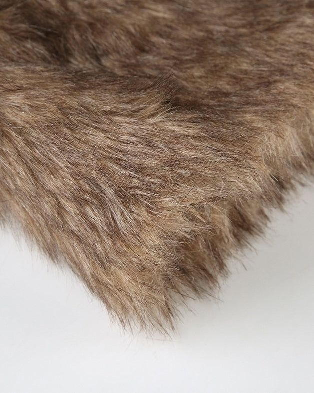 Brown Faux Fur Panel Mini Skirt