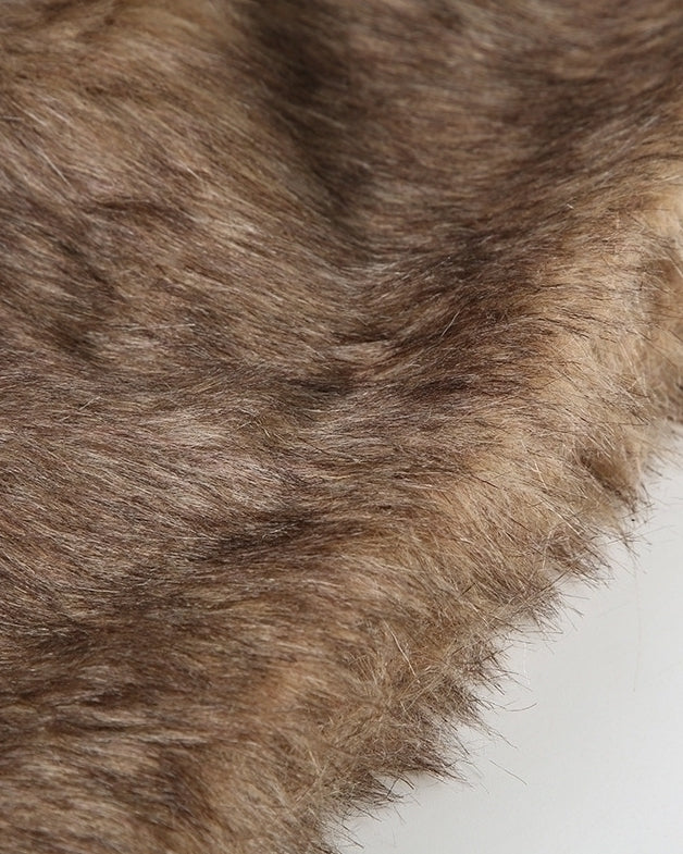 Brown Faux Fur Panel Mini Skirt