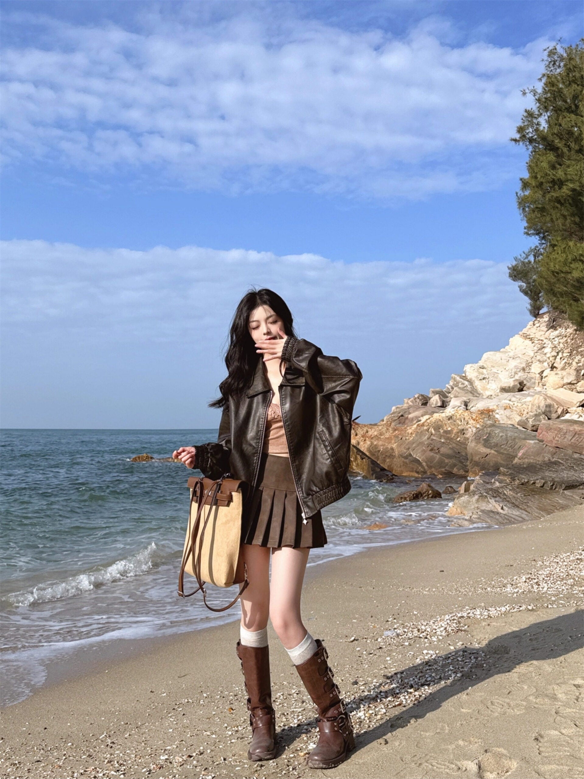 Brown Faux Leather Vintage Jacket