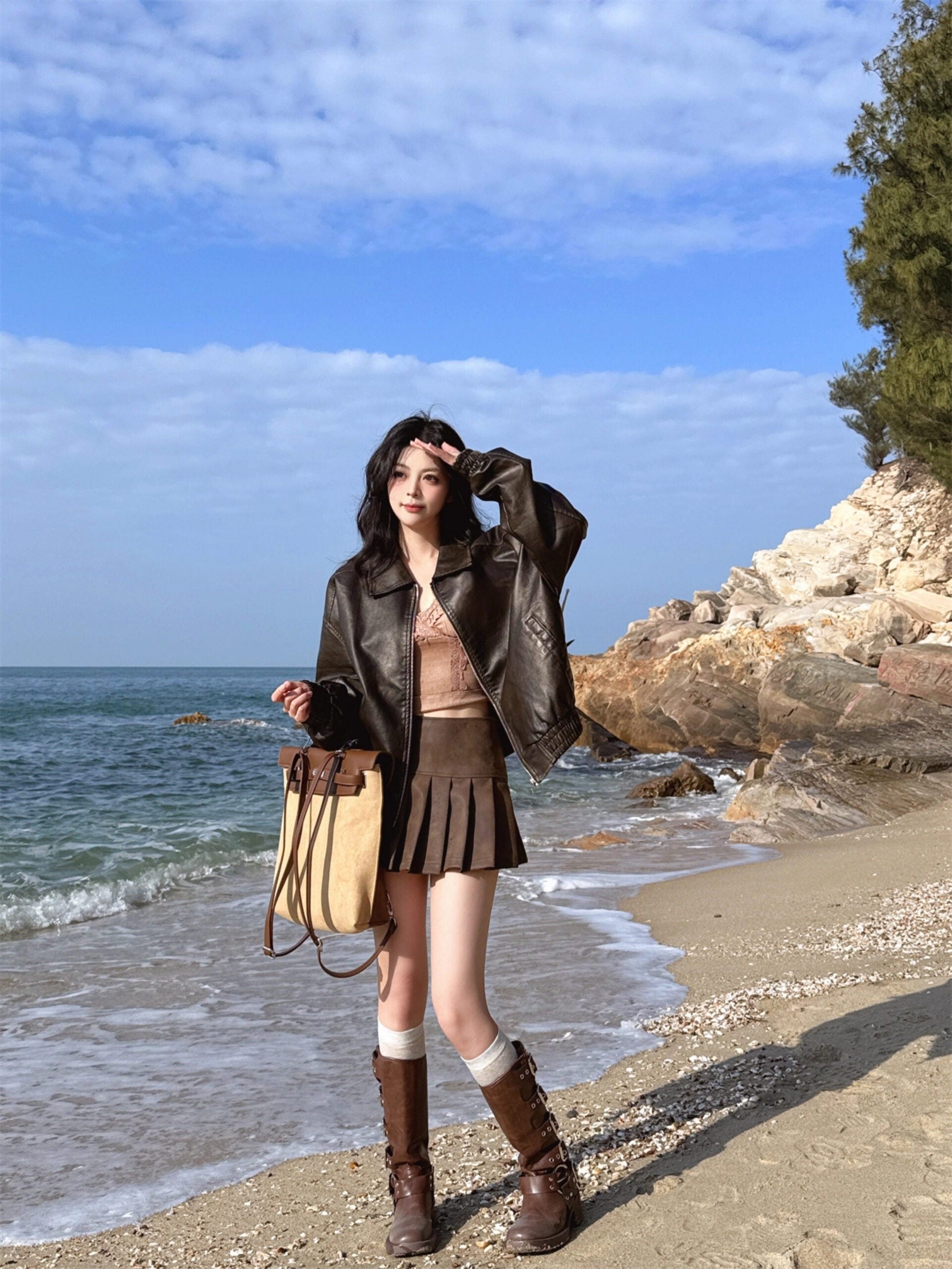Brown Faux Leather Vintage Jacket
