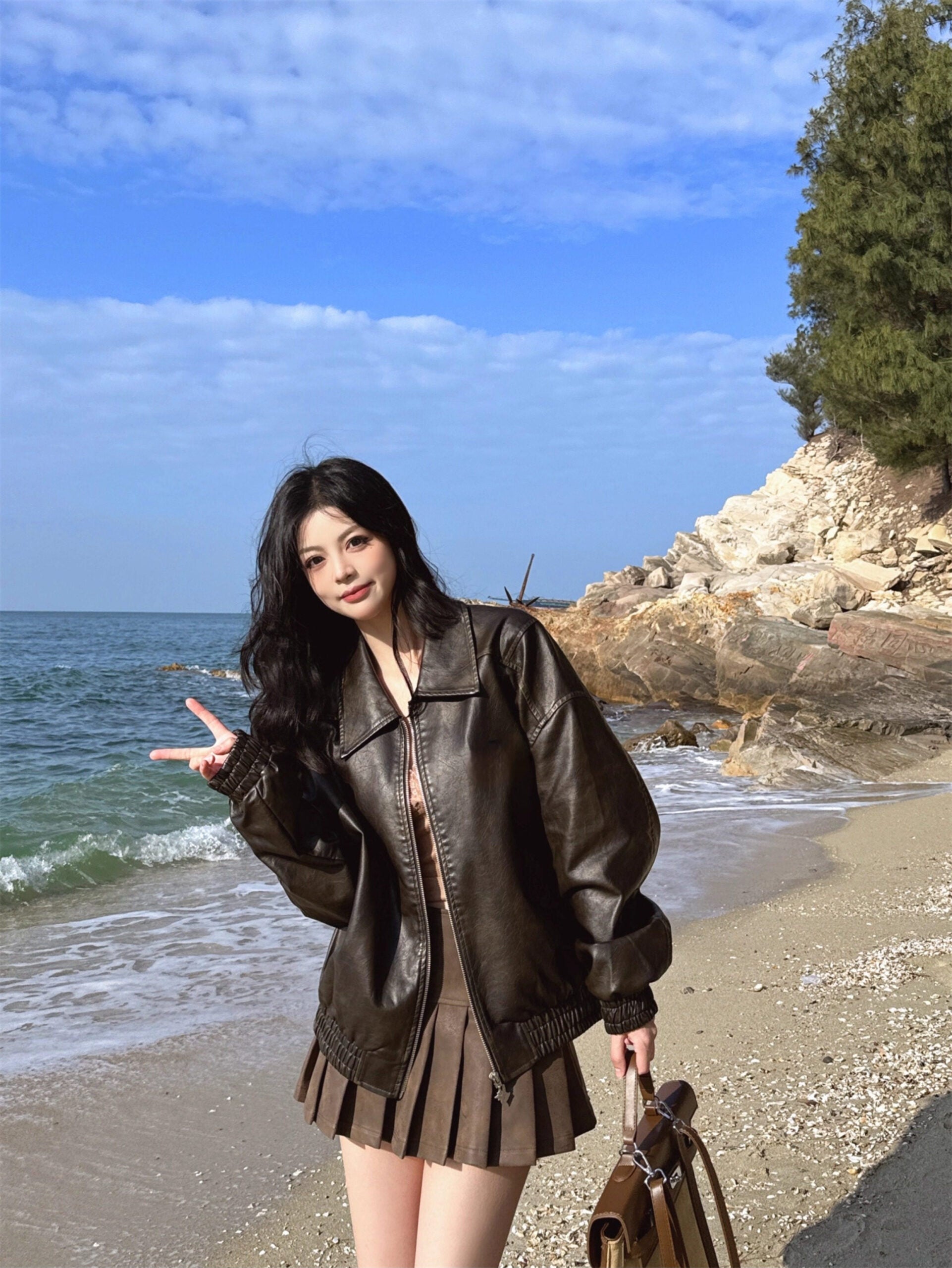 Brown Faux Leather Vintage Jacket