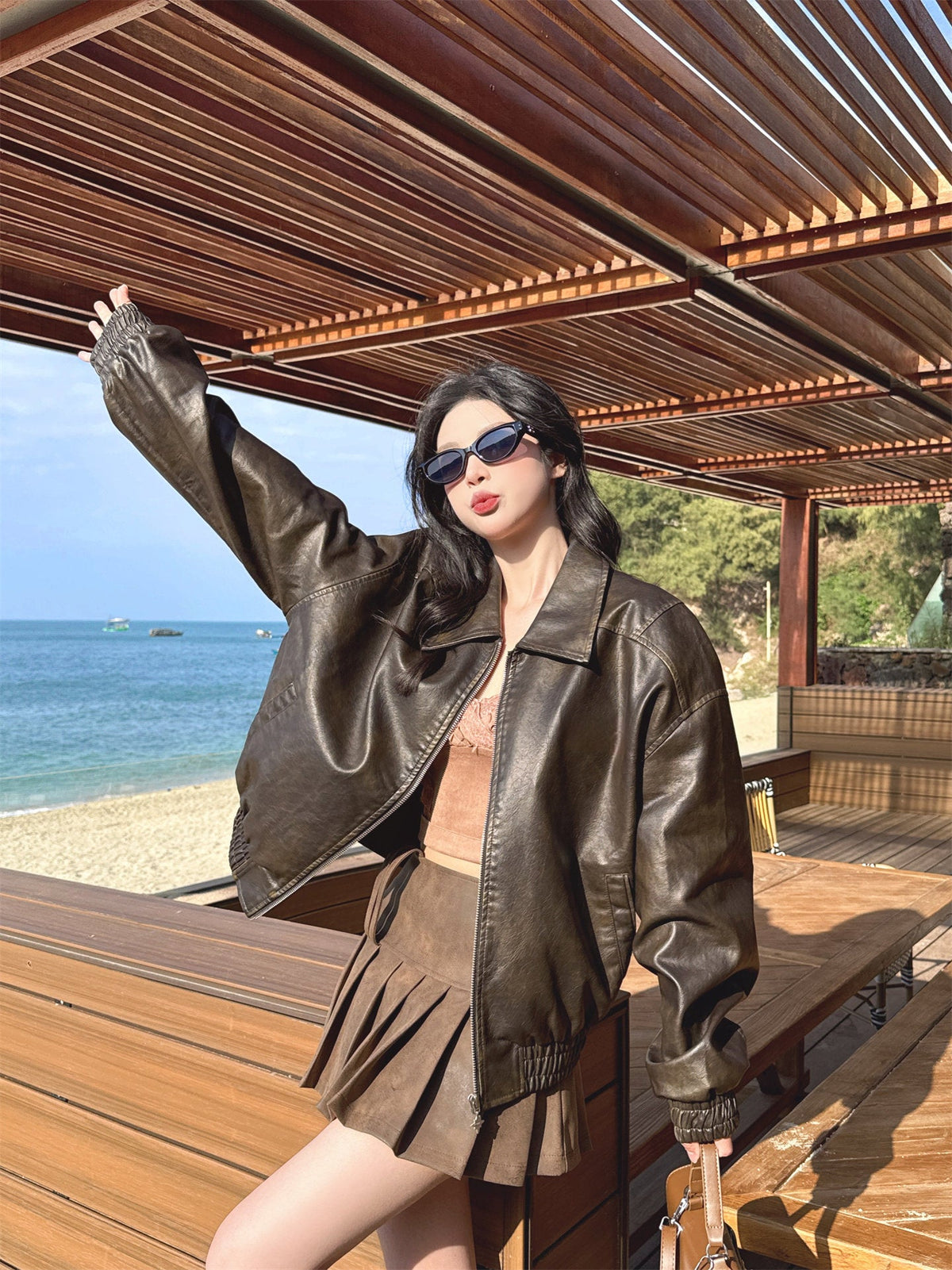 Brown Faux Leather Vintage Jacket