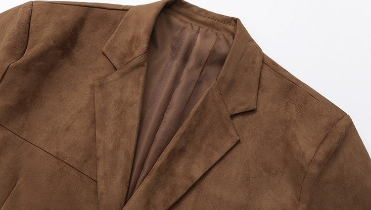 Brown Faux-Suede Blazer Jacket