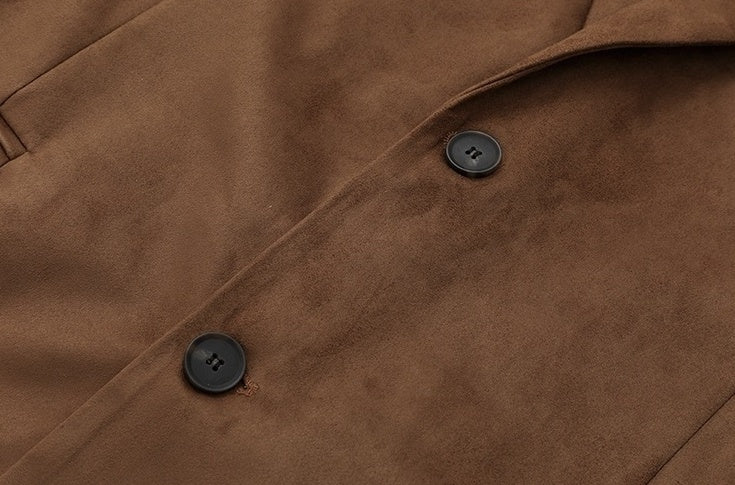 Brown Faux-Suede Blazer Jacket