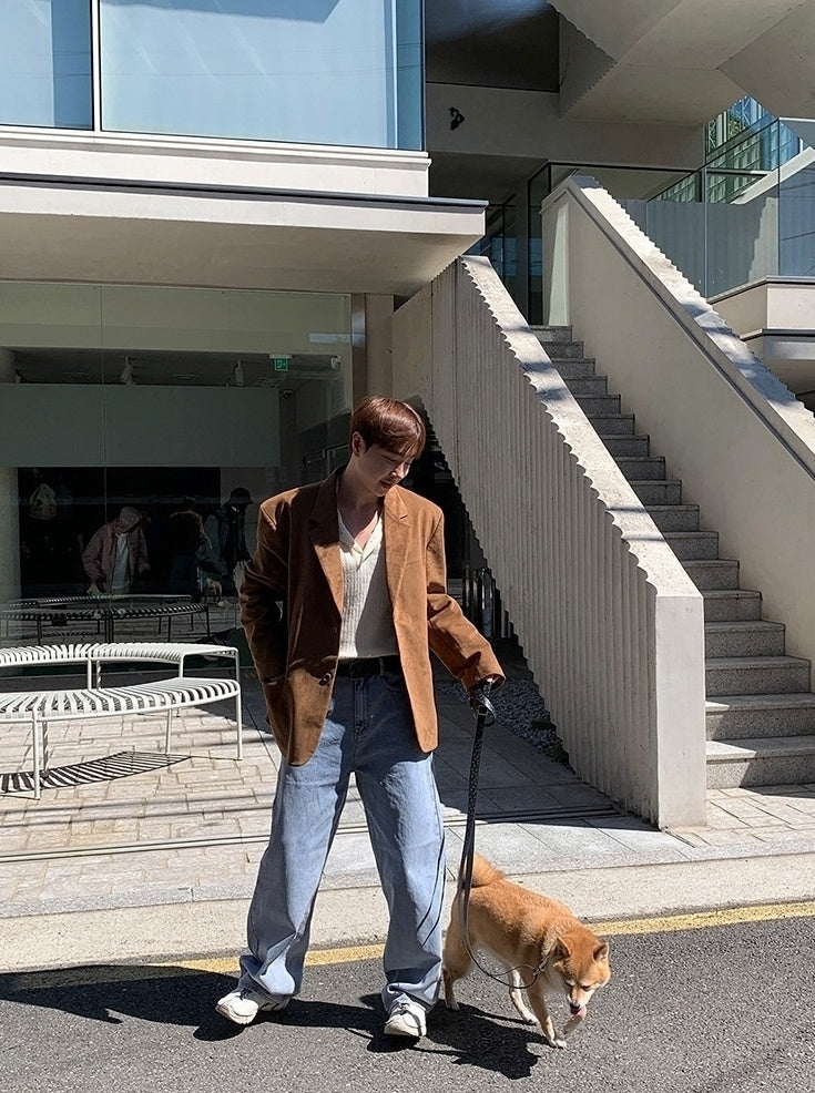 Brown Faux-Suede Blazer Jacket