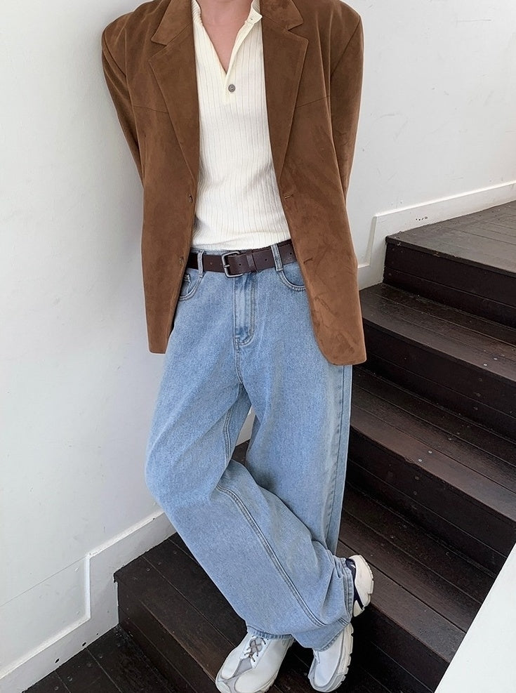 Brown Faux-Suede Blazer Jacket