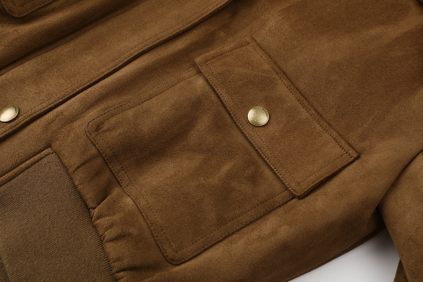 Brown Fleece Collar Faux Suede Jacket