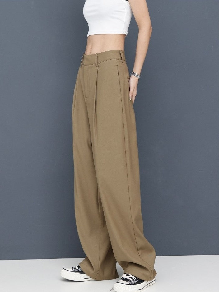 Brown Front Pleat Mopping Pants
