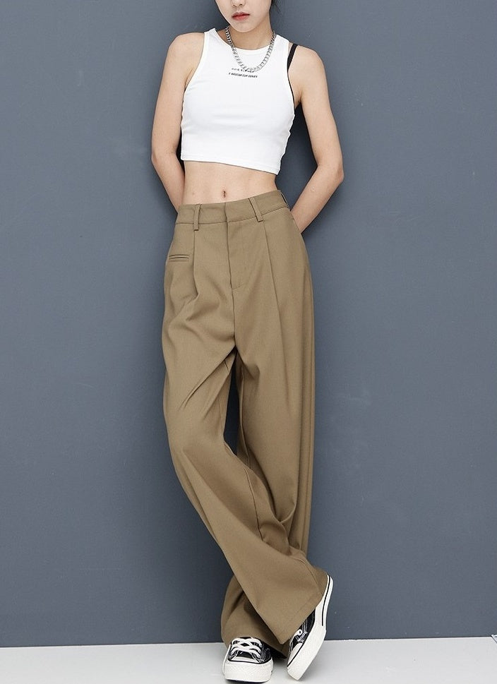 Brown Front Pleat Mopping Pants