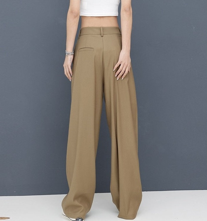 Brown Front Pleat Mopping Pants
