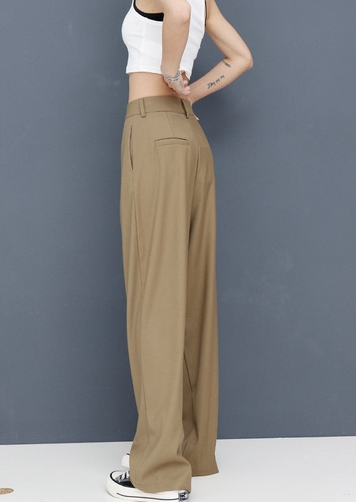 Brown Front Pleat Mopping Pants