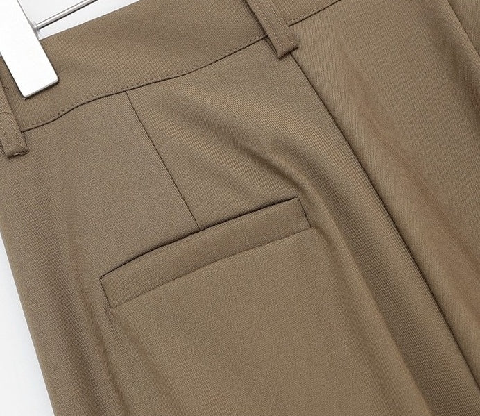 Brown Front Pleat Mopping Pants