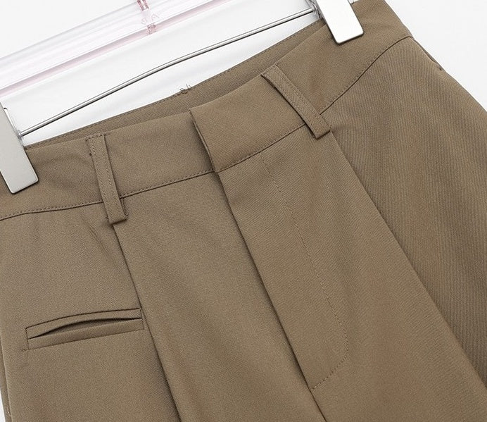 Brown Front Pleat Mopping Pants