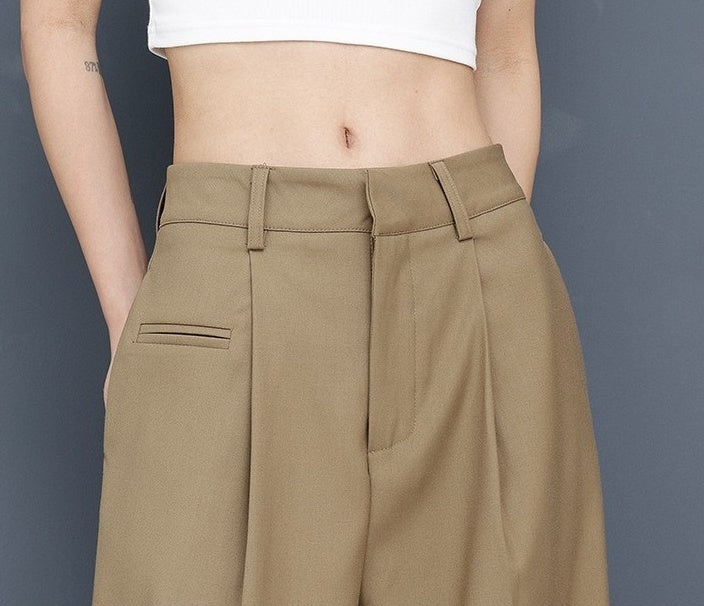 Brown Front Pleat Mopping Pants