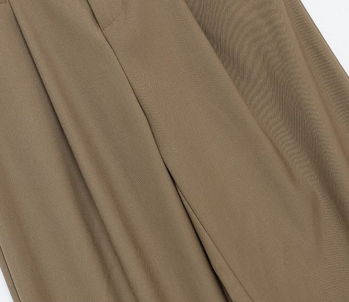 Brown Front Pleat Mopping Pants