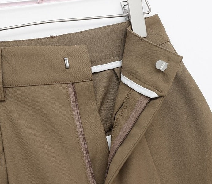 Brown Front Pleat Mopping Pants