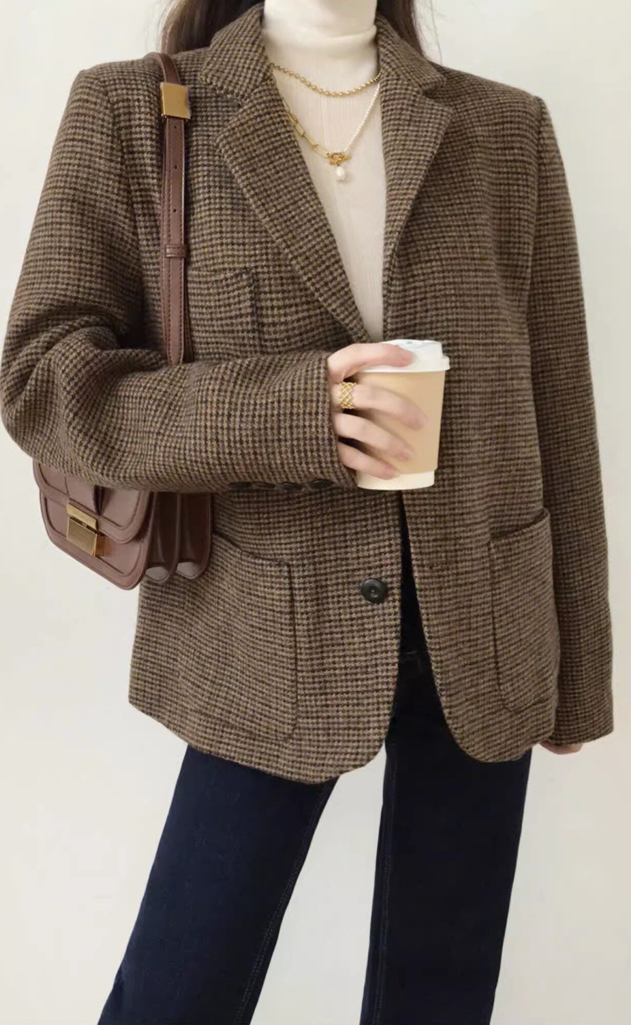Brown Houndstooth Classic Blazer