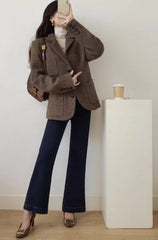 Brown Houndstooth Classic Blazer