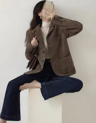 Brown Houndstooth Classic Blazer