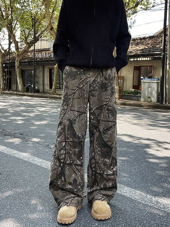 Brown Leaves Camouflage Pattern Pants