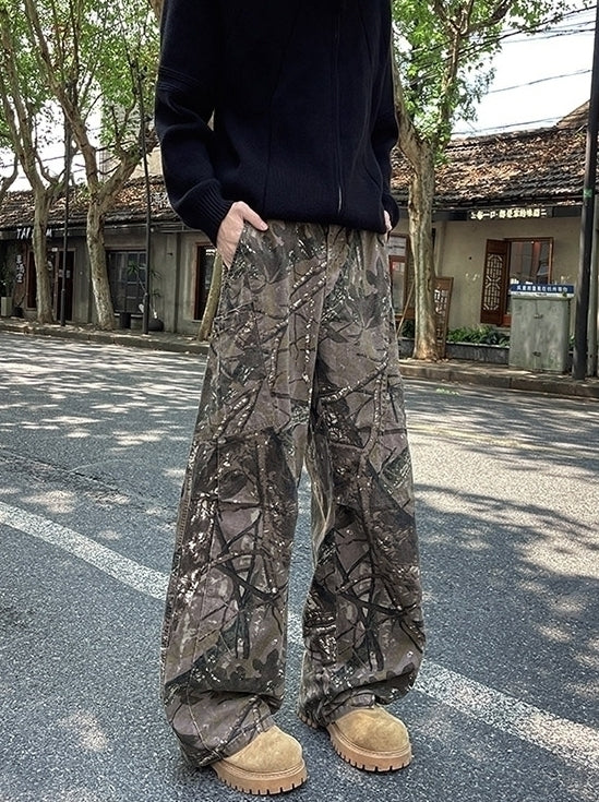 Brown Leaves Camouflage Pattern Pants